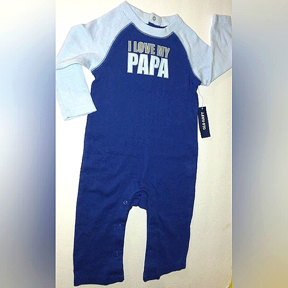 L@@K! NWT OLD NAVY Blue "I LOVE MY PAPA(W)" 6-12mo. Long Sleeve Romper Outfit - Picture 14 of 15